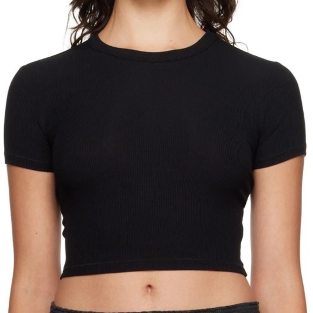 SKIMS Black Soft Lounge Cropped T-Shirt, Onyx, Sz XL - Picture 2 of 6
